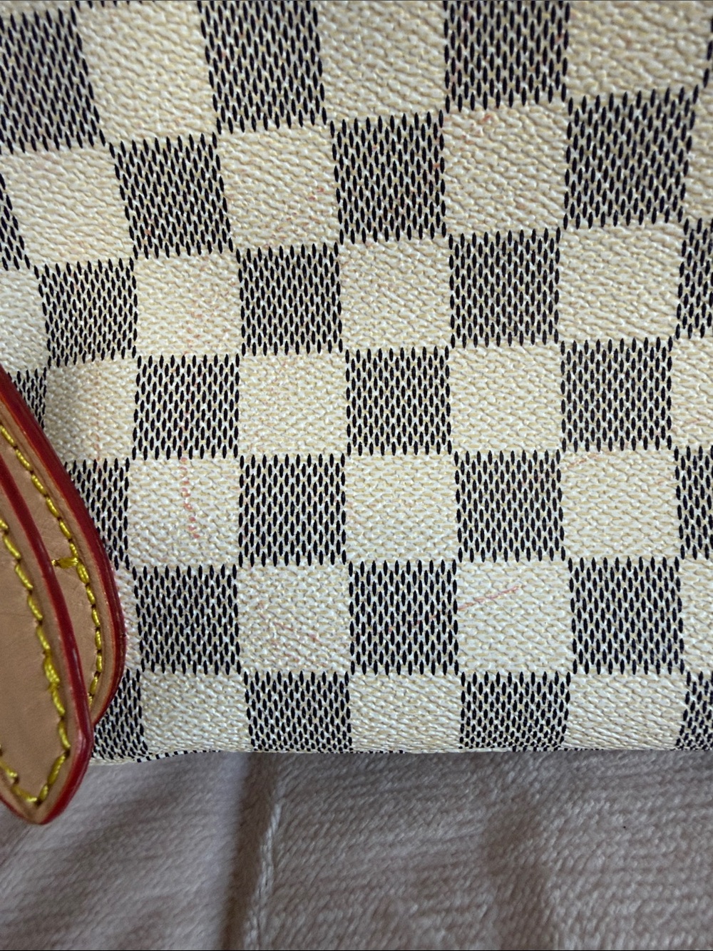 Designer-Inspired Women's Checker Canvas Backpack in Cream & Gray - Picture 15 of 16
